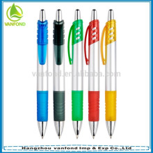 Good selling promotional recycled plastic ballpoint pen with plastic clip and rubber grip